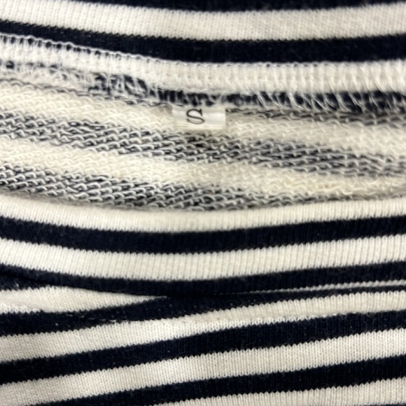 Ruffle‎ Sleeve Striped Sweater S Black White Jersey Knit Casual Cropped Boho - Picture 7 of 8